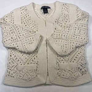 Club Monaco White Crochet Open-Knit Cropped Cardigan - Size XS